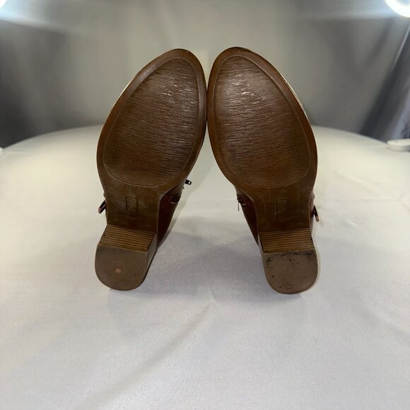 Frye & Co - Indiana Heeled Stacked Leather Ankle Boots Brown Women's Size 8M New - Picture 7 of 15